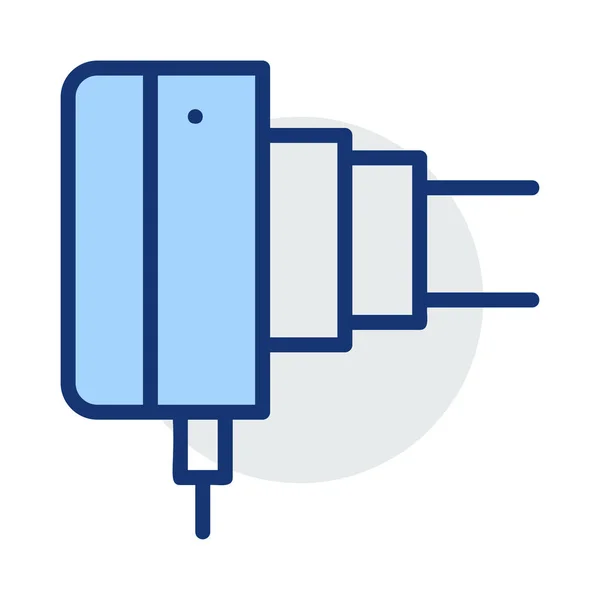 Plug Móvil Colores Azul Gris Aislado Sobre Fondo Blanco — Vector de stock