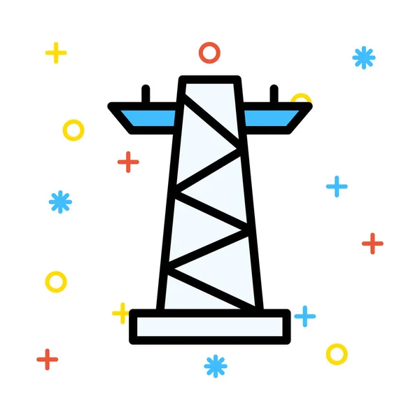 Stromleitung Auf Weißem Hintergrund Mit Bunten Symbolen — Stockvektor