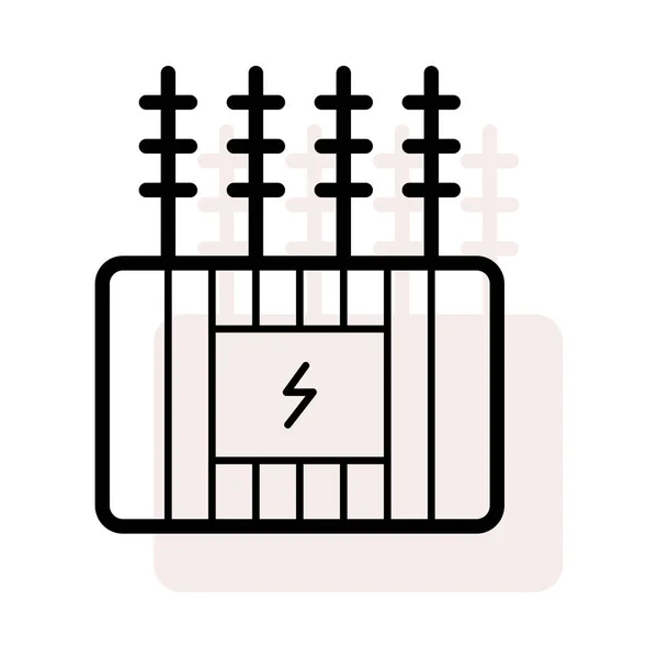 ベージュ シャドウで白い背景に分離された高電圧フェンス — ストックベクタ