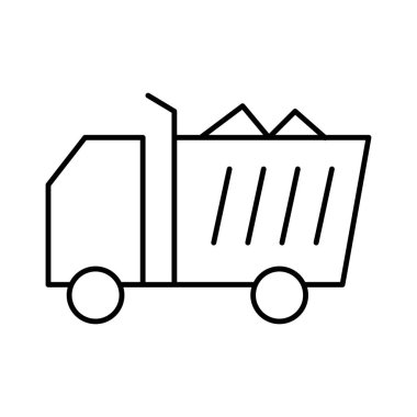 Beyaz arka plan üzerinde izole kömür kamyonla ince çizgi