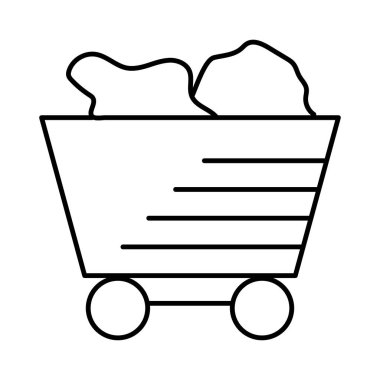 Beyaz arka plan üzerinde izole big kömür parçaları ile ince çizgi taşıma