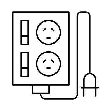 Beyaz arka plan üzerinde izole ince çizgi uzatma kablosu