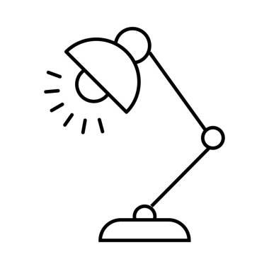 Beyaz arka plan üzerinde izole ince çizgi masa lambası