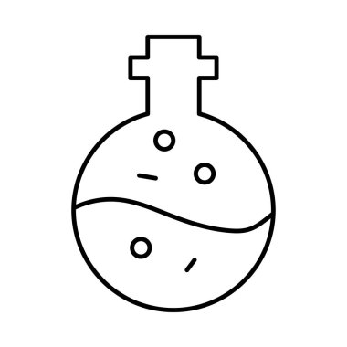 Beyaz arka plan üzerinde izole malzemelerle ince çizgi şişesi