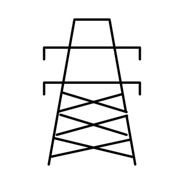 Beyaz arka plan üzerinde izole ince uzun boylu yüksek gerilim güç hattı
