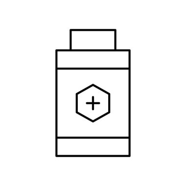 İnce çizgi Usb flash ile artı sembolü beyaz arka plan üzerinde izole