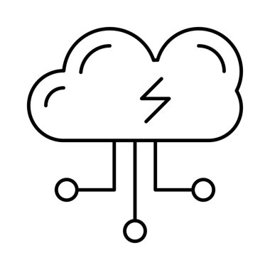İnce çizgi bulut ile birden parlamak ve beyaz arka plan üzerinde izole bağlantıları