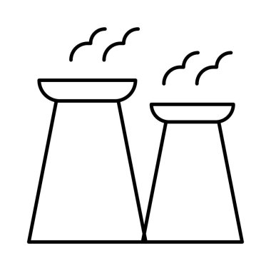 Beyaz arka plan üzerinde izole ince çizgi büyük sigara bacaları