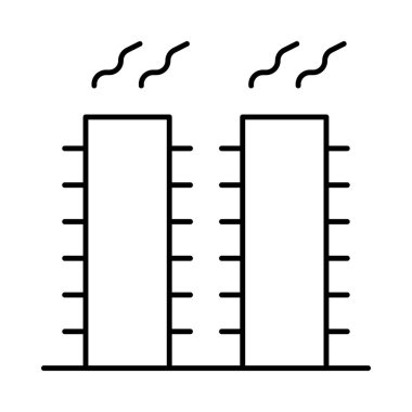 Beyaz arka plan üzerinde izole ince çizgi büyük sigara bacaları