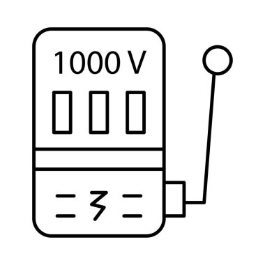 Beyaz arka plan üzerinde izole 1000 gerilim ile ince çizgi converter