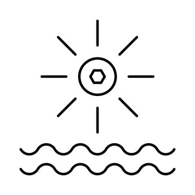 İnce çizgi güneş beyaz arka plan üzerinde izole su ile