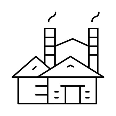Beyaz arka plan üzerinde izole bacaları ile ince çizgi fabrika