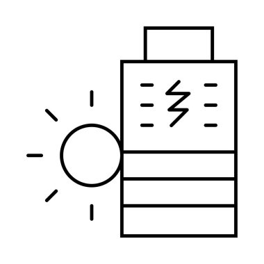 Beyaz arka plan üzerinde izole ince çizgi solar akü