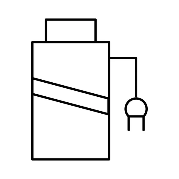 Batterie Ligne Mince Avec Câble Fiche Isolée Sur Fond Blanc — Image vectorielle