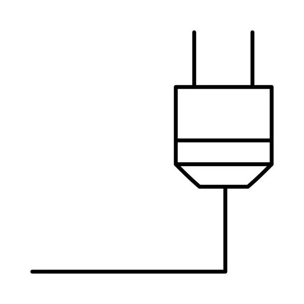 Fiche Ligne Mince Avec Câble Isolé Sur Fond Blanc — Image vectorielle