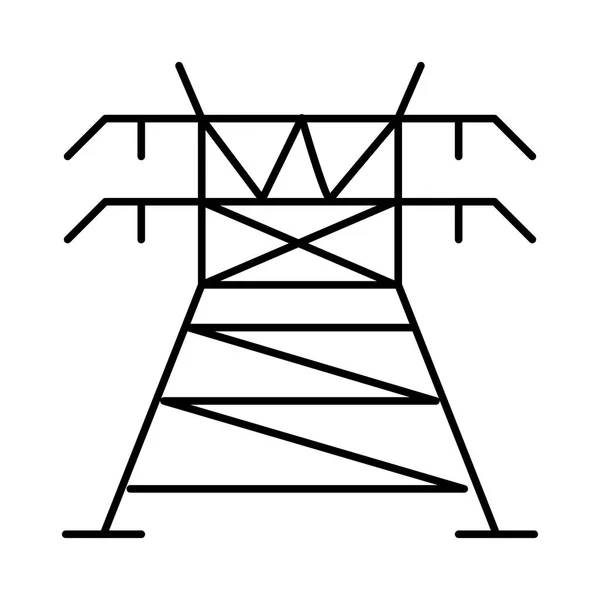 Тонкая Линия Высоковольтной Линии Питания Изолированы Белом Фоне — стоковый вектор