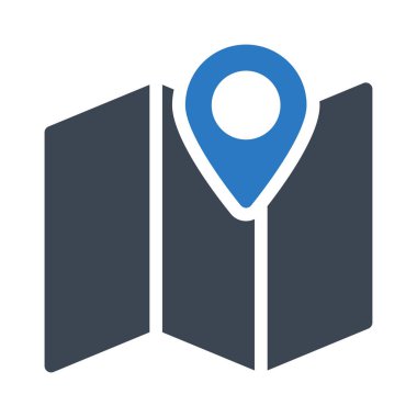 Beyaz arka plan üzerinde izole mavi ve gri renklerde işaretçi düz simgeyle göster