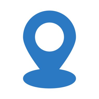 harita işaretçi düz simgesi beyaz arka plan üzerinde izole mavi renkte