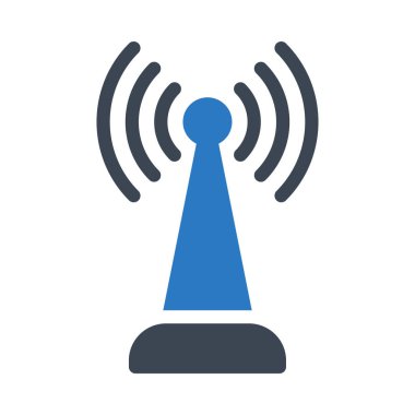 Wi-fi düz simgesi beyaz arka plan üzerinde izole mavi ve gri renklerde