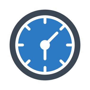 Beyaz arka plan üzerinde izole mavi ve gri renklerde saat düz simgesi