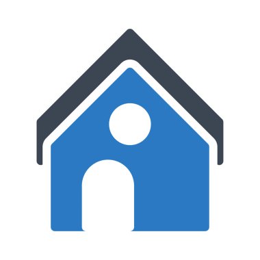 Beyaz arka plan üzerinde izole mavi ve gri renklerde ev düz simgesi