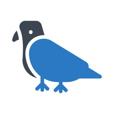 Beyaz arka plan üzerinde izole mavi ve gri renklerde düz simge güvercin