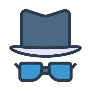 şapka ve gözlük simge vektör çizim