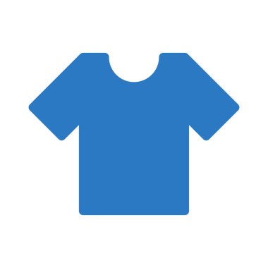 Beyaz arka plan üzerinde izole mavi renkli tişört düz simgesi