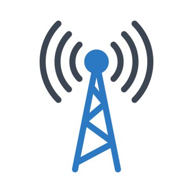 Wi-fi düz simgesi beyaz arka plan üzerinde izole mavi ve gri renklerde