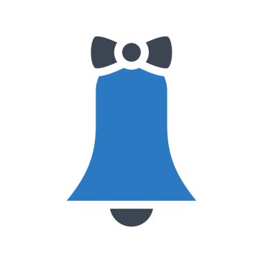 Beyaz arka plan üzerinde izole mavi ve gri renklerde yay düz simgesiyle çan