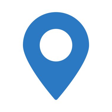 harita işaretçi düz simgesi beyaz arka plan üzerinde izole mavi renkte