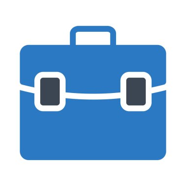 Evrak Çantası'nı düz simgesi beyaz arka plan üzerinde izole mavi ve gri renklerde