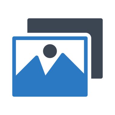 Beyaz arka plan üzerinde izole mavi ve gri renklerde dağlar düz simgesiyle resim