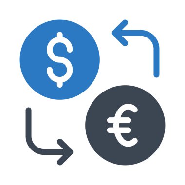 para döviz düz simgesi beyaz arka plan üzerinde izole mavi ve gri renklerde