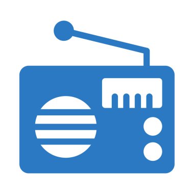 Radyo beyaz arka plan üzerinde izole mavi renkli düz simgesi