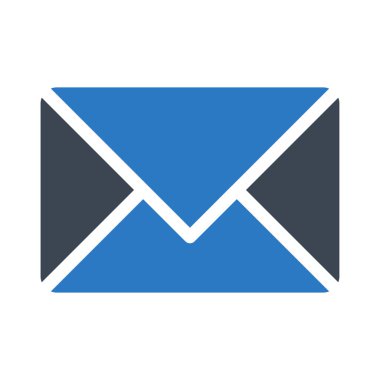 Zarf düz simgesi beyaz arka plan üzerinde izole mavi ve gri renklerde