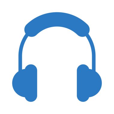 mavi renkli beyaz arka plan üzerinde izole kulaklık düz simgesi