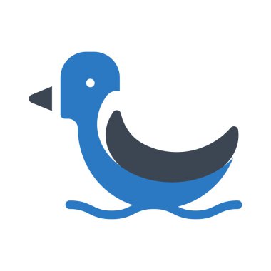 ördek düz simgesi beyaz arka plan üzerinde izole mavi ve gri renklerde