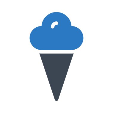 dondurma koni düz simgesi beyaz arka plan üzerinde izole mavi ve gri renklerde