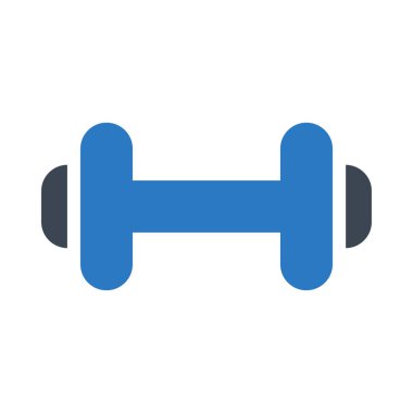Beyaz arka plan üzerinde izole mavi ve gri renklerde dumbbell düz simgesi