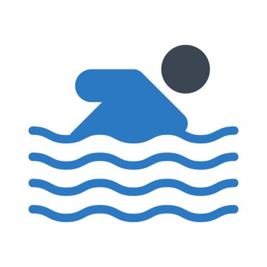 Beyaz arka plan üzerinde izole mavi ve gri renklerde yüzücü düz simgesi