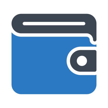 m-cüzdan düz simgesi beyaz arka plan üzerinde izole mavi ve gri renklerde