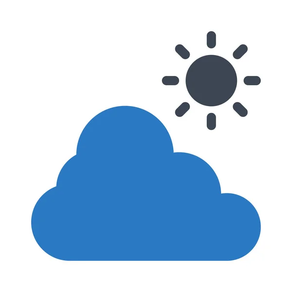 Nuvola Con Sole Icona Piatta Nei Colori Blu Grigio Isolato — Vettoriale Stock