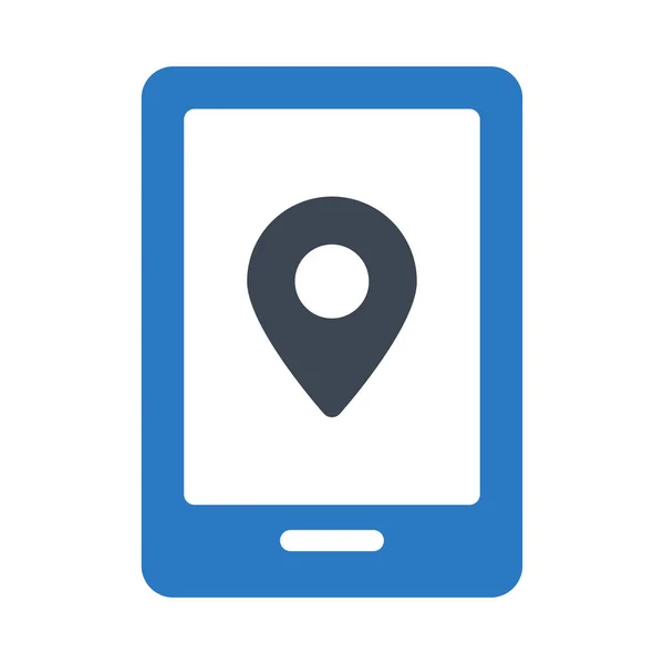 Pantalla Tableta Con Mapa Puntero Icono Plano Colores Azul Gris — Vector de stock