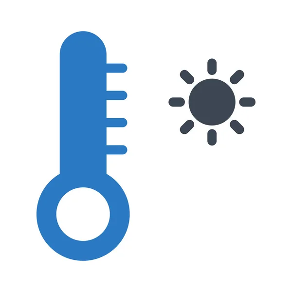 Termometer Med Solen Fflat Ikon Blå Och Grå Färger Isolerad — Stock vektor