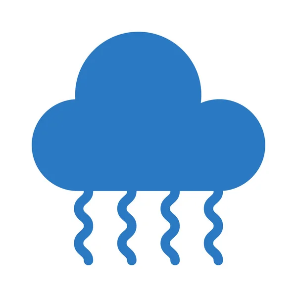 Επίπεδη Εικονίδιο Σύννεφου Βροχής Μπλε Χρώμα Που Απομονώνονται Λευκό Φόντο — Διανυσματικό Αρχείο