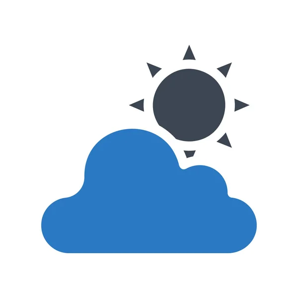 Nuvola Con Sole Icona Piatta Nei Colori Blu Grigio Isolato — Vettoriale Stock