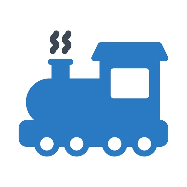 Train Icône Plate Dans Les Couleurs Bleu Gris Isolé Sur — Image vectorielle
