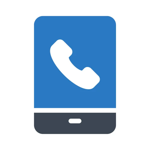 Smartphone Con Signo Llamada Icono Plano Colores Azul Gris Aislado — Vector de stock