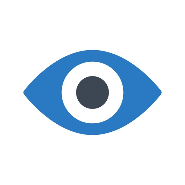 Ícone Plano Olho Humano Cores Azul Cinza Isolado Fundo Branco — Vetor de Stock